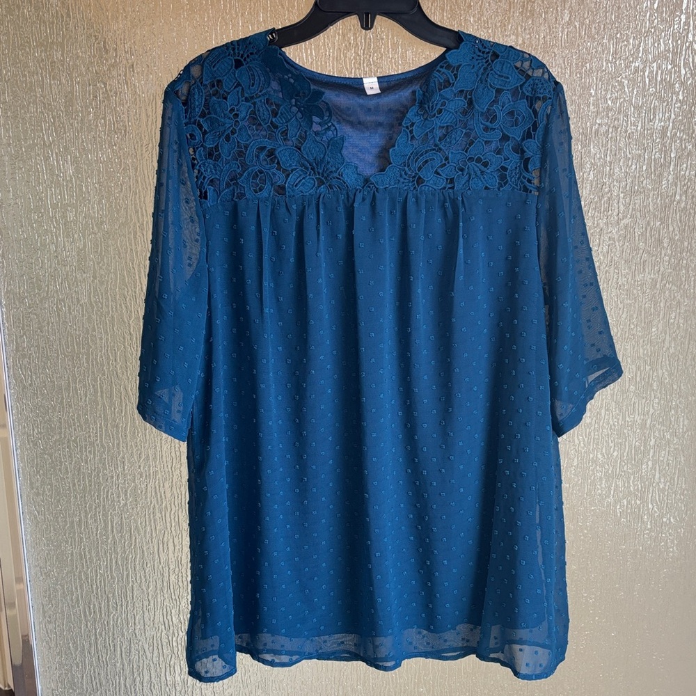 Medium Blue Lace Women's Top